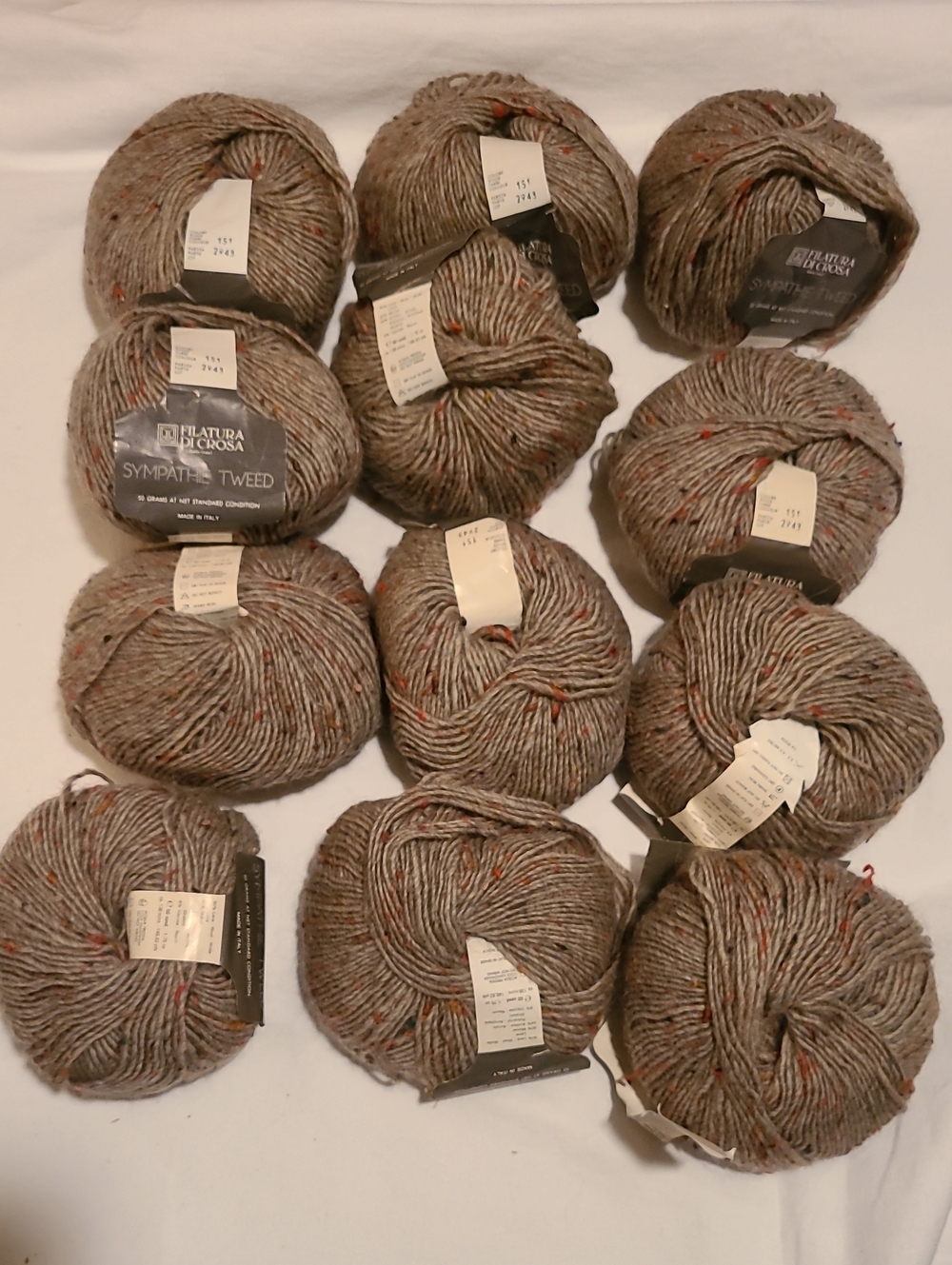 Yarn Filatura Di Crosa Sympathie Tweed, 12 Skeins, Grey Knit Crochet Crafts - Picture 8 of 13